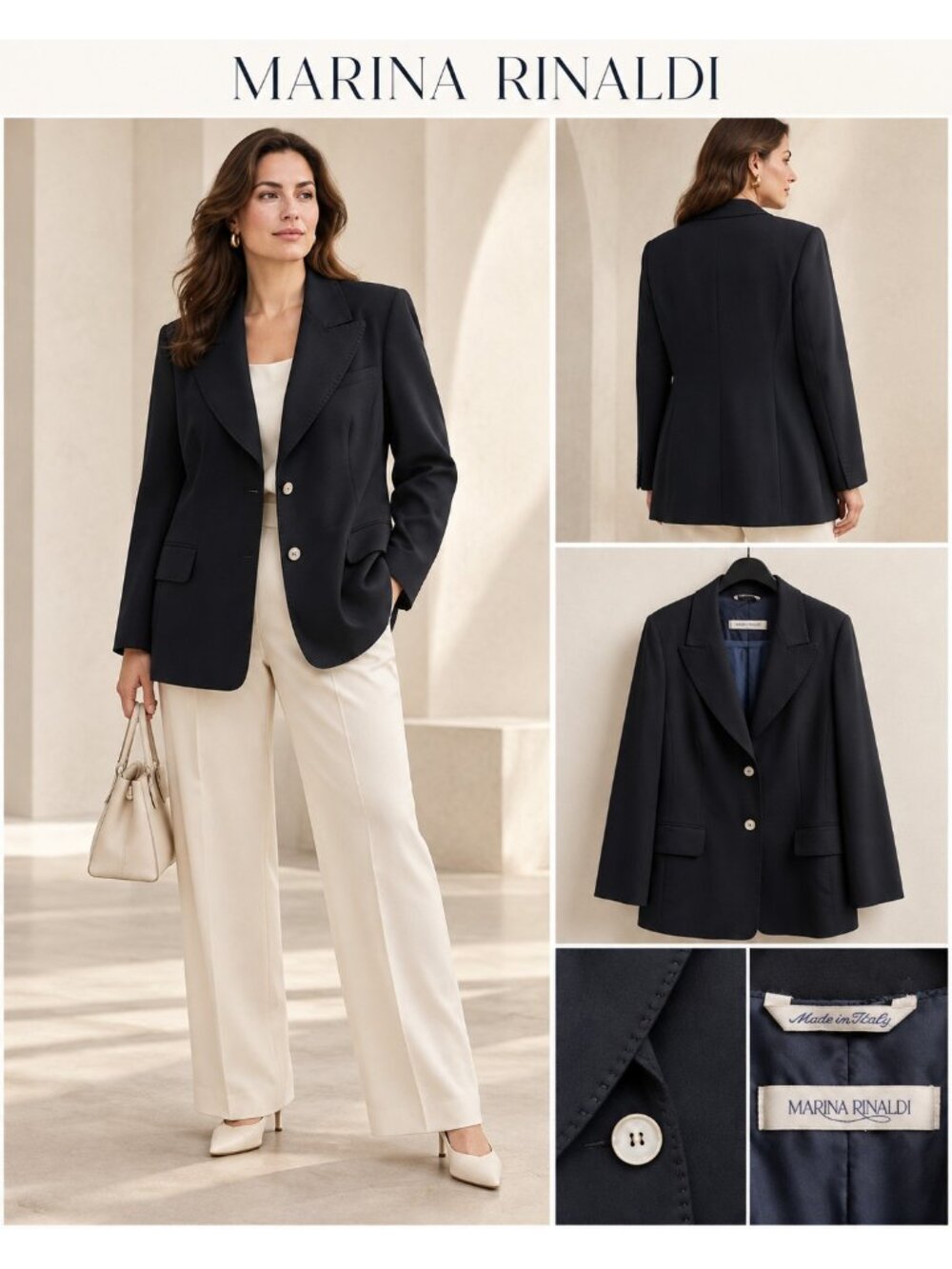 Marina Rinaldi Black Triacetate Blazer Made in Italy Size 23 US 14